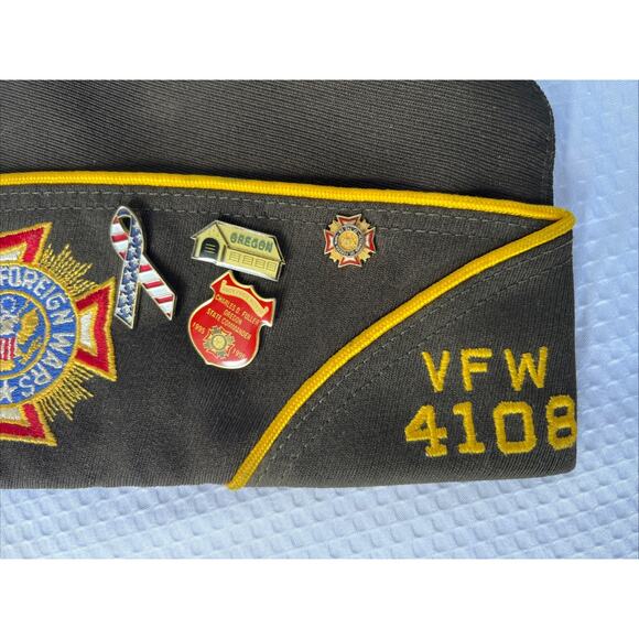 VTG Veterans of Foreign Wars - VFW Hats/Caps WITH 10 Pins - Oregon Chapter!! - Picture 2 of 8